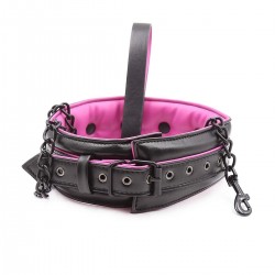 COLLAR BDSM ROSA Y NEGRO POLIPIEL