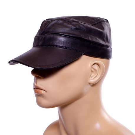 LEATHER MILITARI CAP